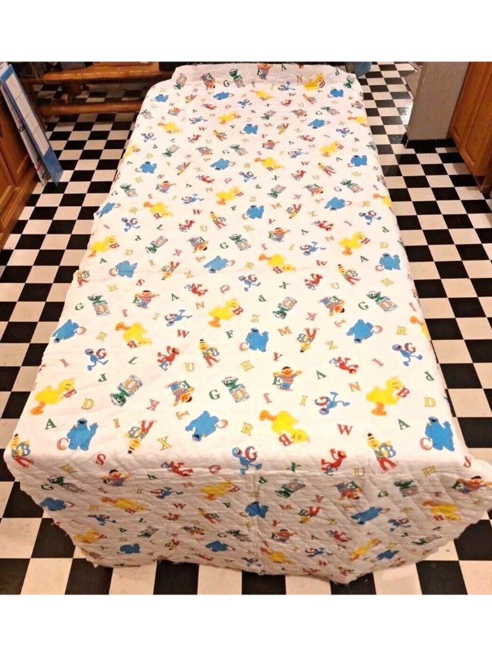 Quilted Sesame Street Comforter Fabric 3 Yards Vintage Alphabet Letters 110"x45" - Picture 7 of 8